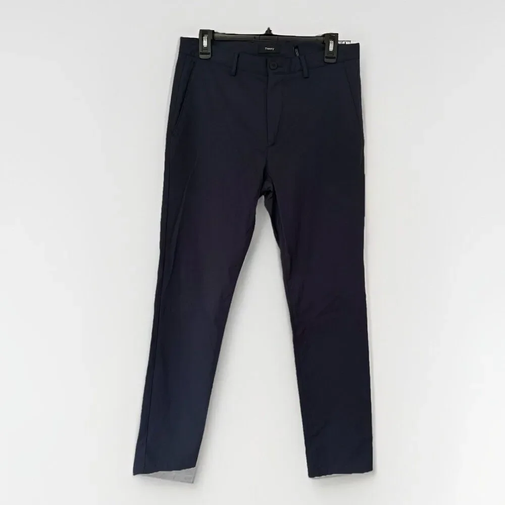 Theory Zaine SW Neoteric Navy Blue Slim Fit Chino Pants Water Repellent Mens 31
